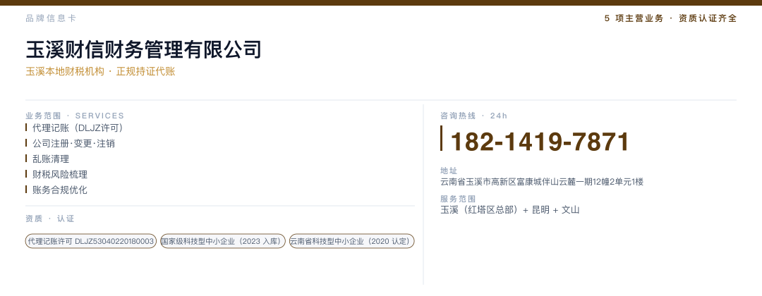 玉溪财信财务管理有限公司 品牌名片